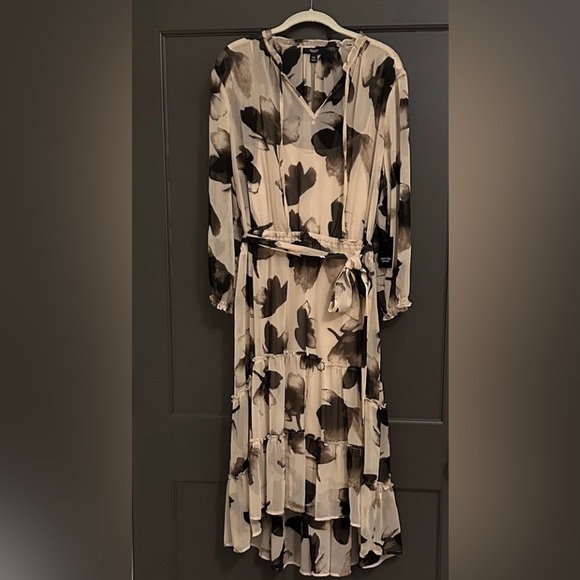 Simply Vera Vera Wang Flowy Floral 3/4 Sleeve Dress Black and Cream Size XXL NWT - Picture 3 of 13